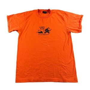 Vintage Monopoly "Go Directly To Jail" T-Shirt L Orange Board Game 2001 USA Made